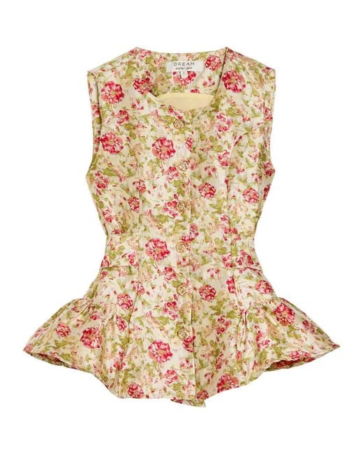 Sister Jane Metallic Forest Echo Floral-Jacquard Woven Top