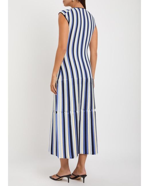 Jonathan Simkhai Blue Lianne Striped Textured Knit Midi Dress