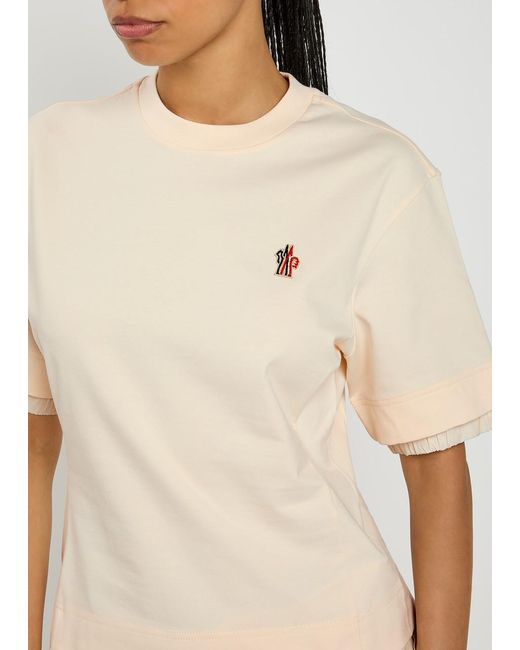 Moncler Natural Logo-Appliquéd Stretch-Cotton T-Shirt