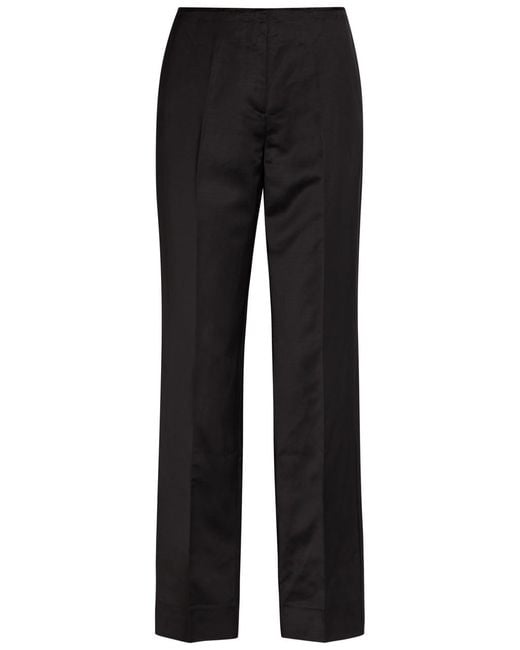 Totême Black Raw-Edged Straight-Leg Satin Trousers