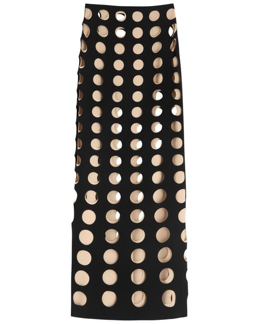 A.W.A.K.E. MODE Black Laser-Cut Cut-Out Crepe Maxi Skirt