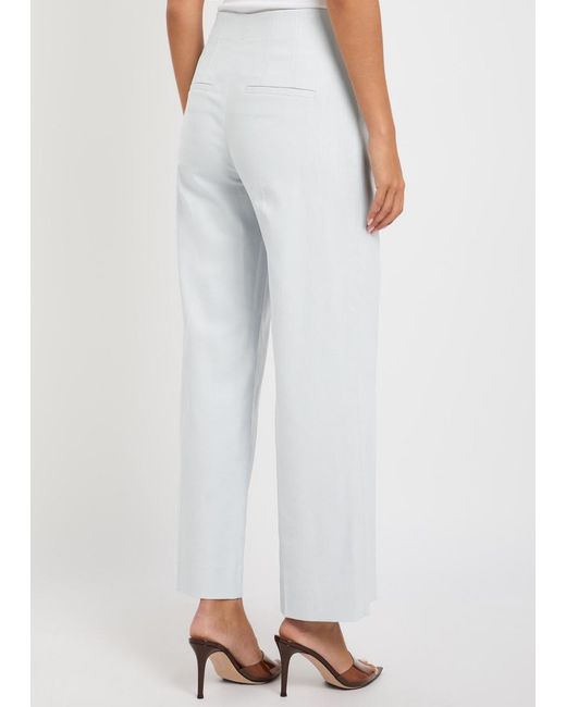 Veronica Beard White Cassidee Wide-Leg Twill Trousers