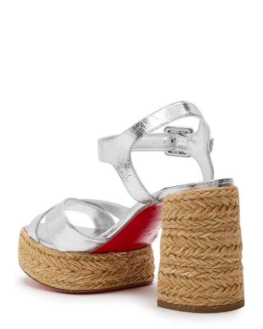 Christian Louboutin White Calakala 85 Metallic Leather Espadrille Sandals