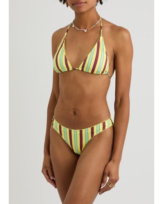 Damson Madder Blue Striped Halterneck Bikini Top