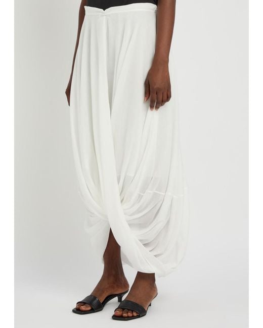 Totême White Cocoon Cotton-Blend Midi Skirt