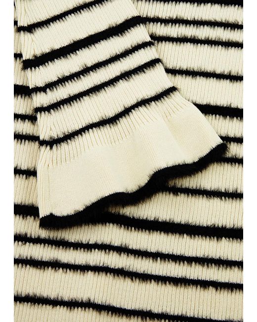 By Malene Birger Black Morila Striped Brushed Cotton-Blend Top