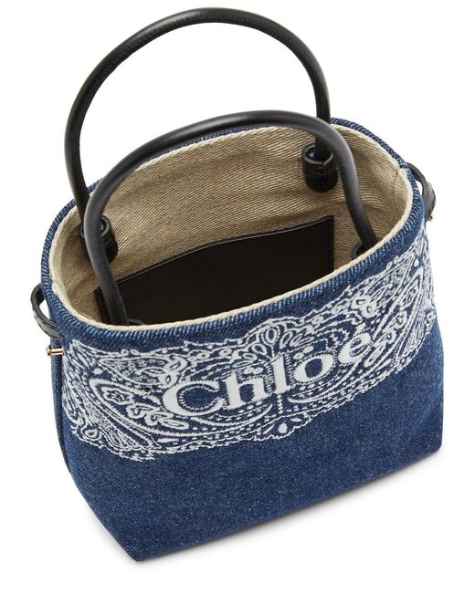 Chloé Blue Sense Embroidered Bucket Bag