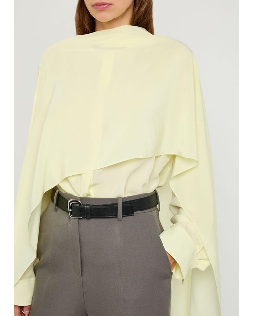 Calvin Klein Yellow Kiki Scarf-Effect Silk-Crepe Blouse