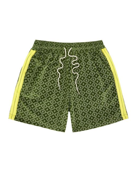 Drole de Monsieur Green Logo-Monogrammed Velvet Shorts for men