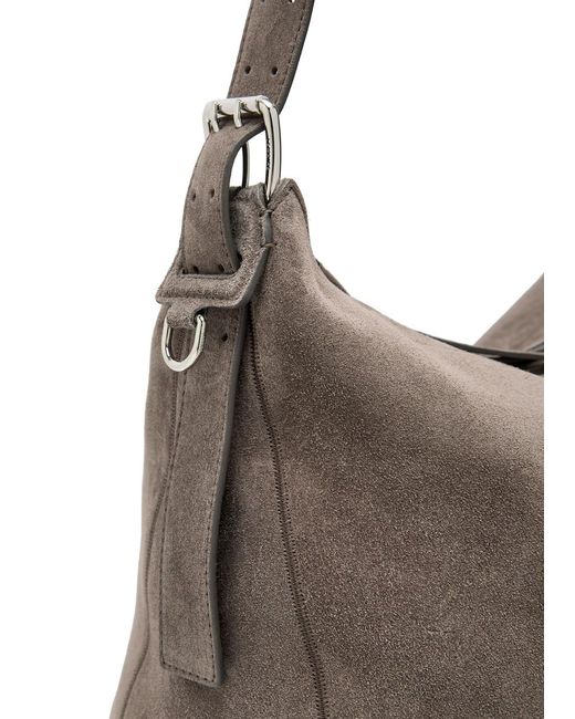 Lemaire Brown Belted Suede Hobo Bag