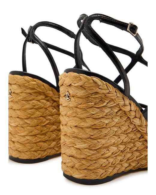 Jimmy Choo Metallic Ayla 110 Leather Espadrille Wedge Sandals