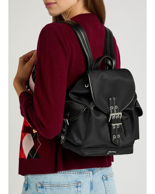 Ganni Black Bucky Nylon Backpack