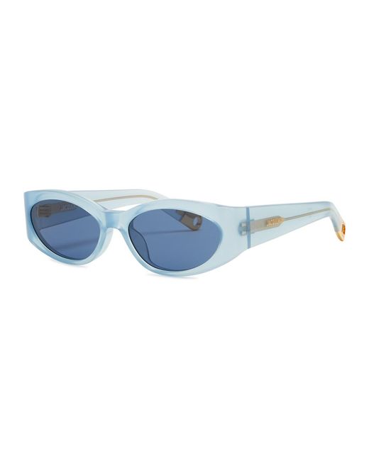 Linda Farrow Blue Jacquemus X Ovalo Oval-frame Sunglasses