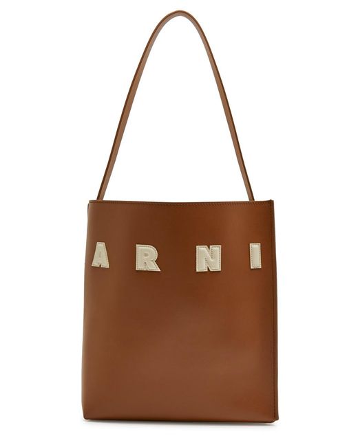 Marni Brown Museo Small Leather Tote