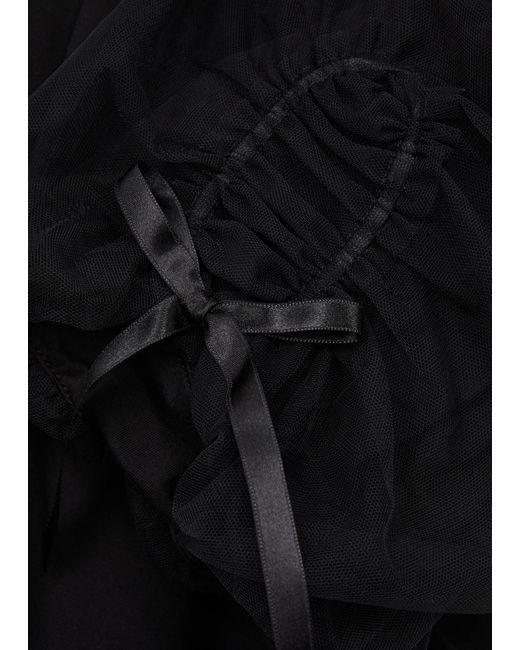 Simone Rocha Black Bow-embellished Cotton And Tulle T-shirt