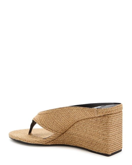 Alaïa Brown Cube 75 Raffia Thong Wedge Mules