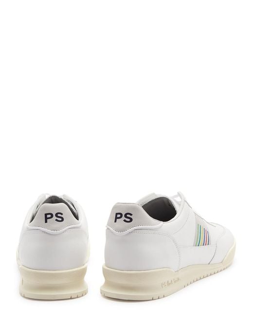 PS by Paul Smith White Dove Panelled Leather Sneakers for men