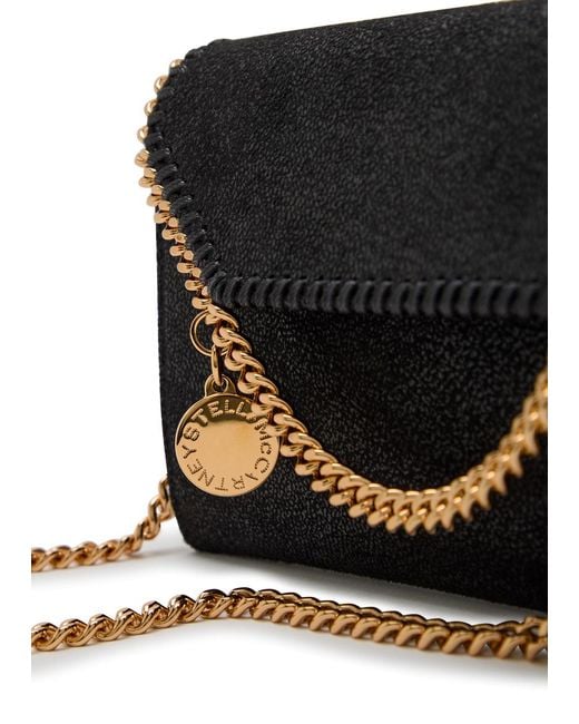 Stella McCartney Black Falabella Grained Faux Suede Wallet-On-Chain