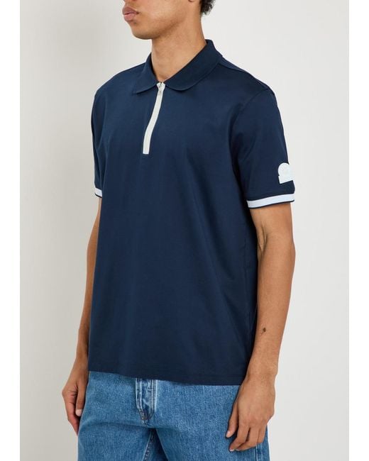 Sandbanks Blue Logo Cotton Polo Shirt for men