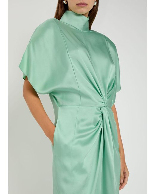 Stella McCartney Green Twisted Satin Midi Dress
