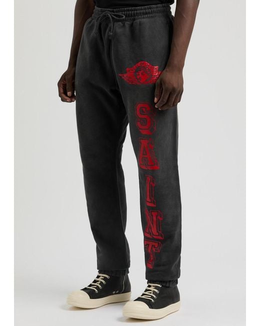 SAINT Mxxxxxx Black Angel Of Death Printed Cotton Sweatpants for men
