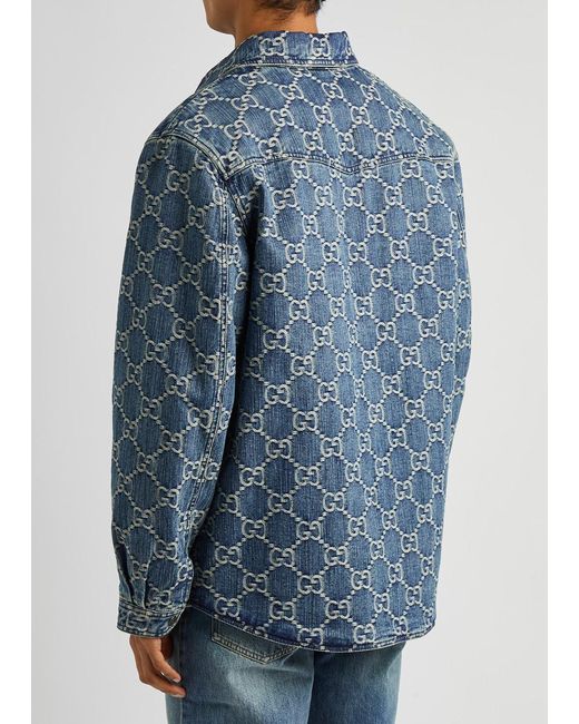 Gucci Blue gg Supreme Monogrammed Denim Jacket for men