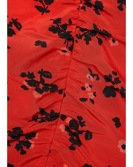 Alessandra Rich Red Floral-print Silk Mini Dress