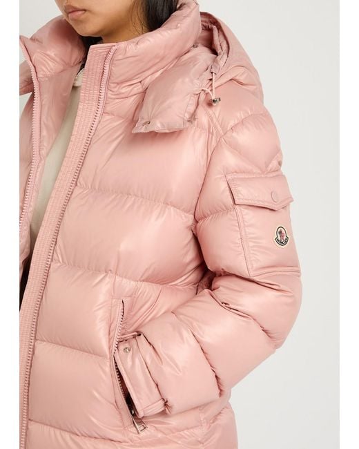 Moncler Pink Maire Padded Hooded Laqué Nylon Jacket