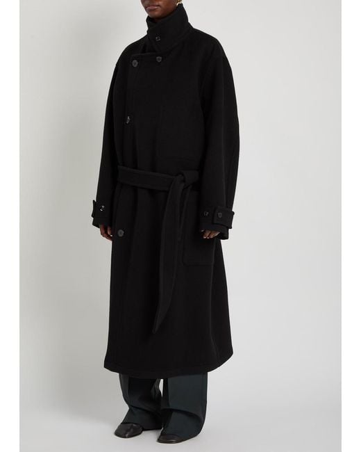 Lemaire Black High-Neck Wool Coat