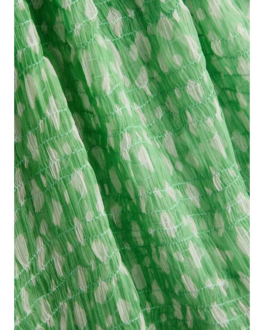 Cloe Cassandro Green Lola Printed Silk-Georgette Midi Dress