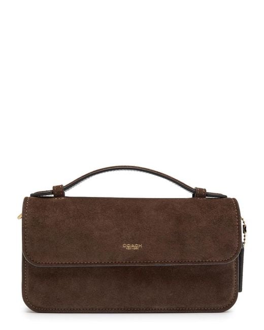 COACH Brown Elora Suede Top Handle Bag