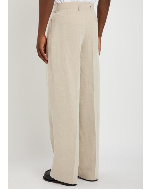 J.W. Anderson Natural Pleated Wide-Leg Linen-Blend Trousers for men