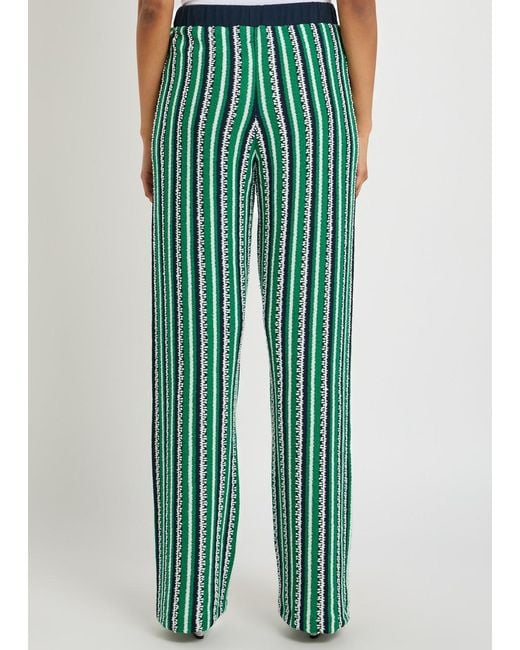 Jonathan Simkhai Green Brenner Striped Straight-Leg Knit Trousers