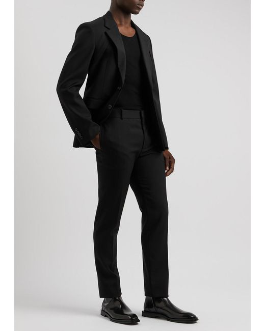 Alexander McQueen Black Slim-Leg Wool Trousers for men