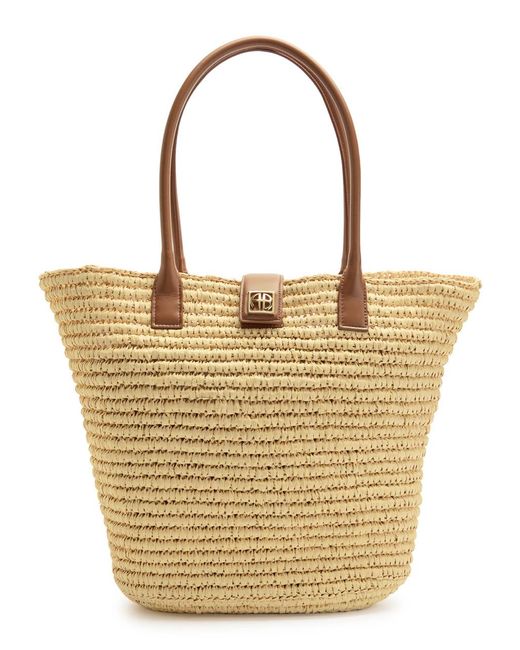 Anine Bing Metallic Lou Woven Raffia Tote