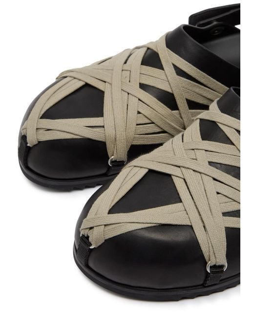 Rick Owens Black Mega Lace Leather Mules for men
