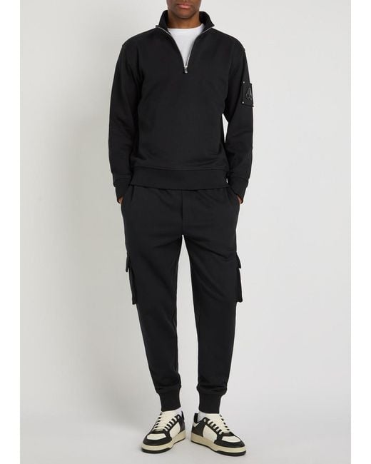Moose Knuckles Black Hartsfield Tapered-Leg Cotton Cargo Sweatpants for men