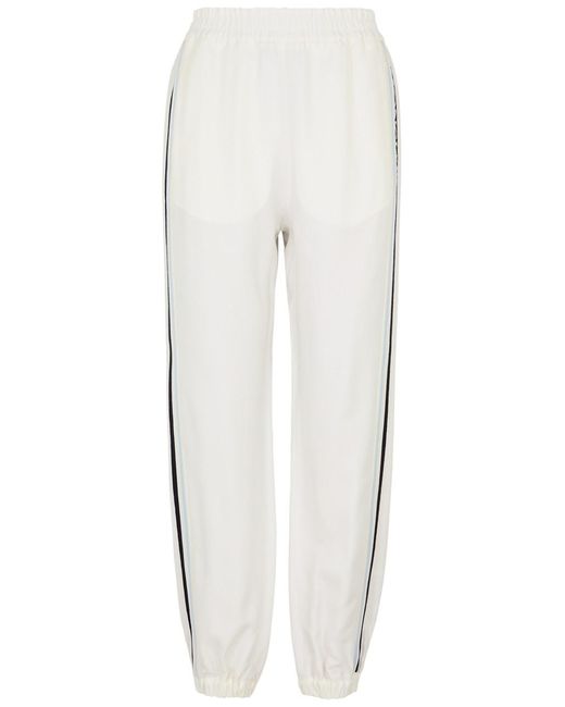 Moncler White Logo Striped Jersey Sweatpants