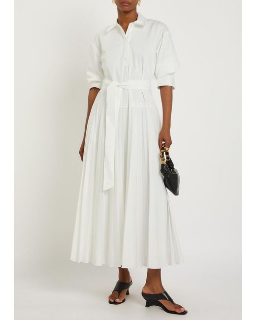 Jonathan Simkhai White Arlo Belted Cotton-Blend Poplin Maxi Dress
