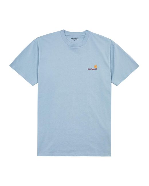 Carhartt Blue American Script Logo-Embroidered Cotton T-Shirt for men
