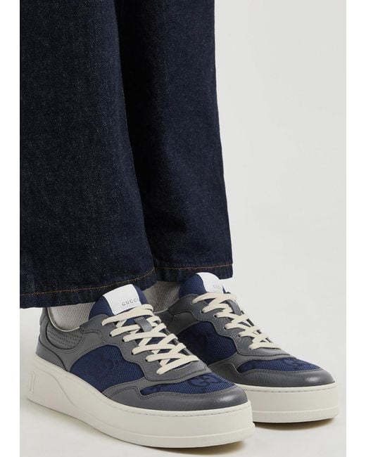 Gucci Blue Chunky B Canvas And Leather Sneakers for men