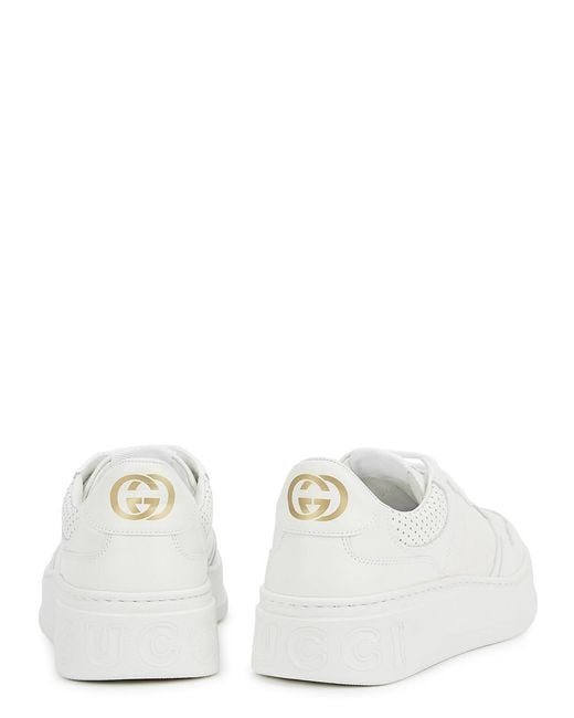 Gucci White Chunky B Leather Sneakers