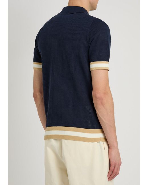 CHE Blue Quinn Open-Knit Polo Shirt for men
