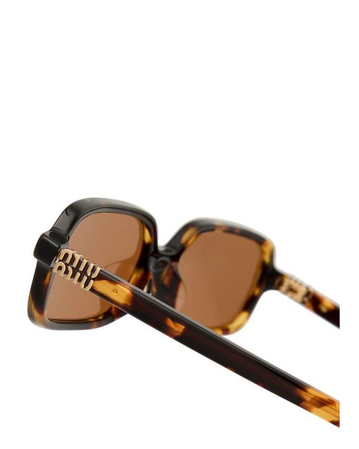 Miu Miu Brown Eyewear Regard Rectangle-Frame Designer Sunglasses