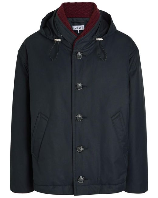 Loewe Black Hooded Padded Cotton-Blend Jacket for men