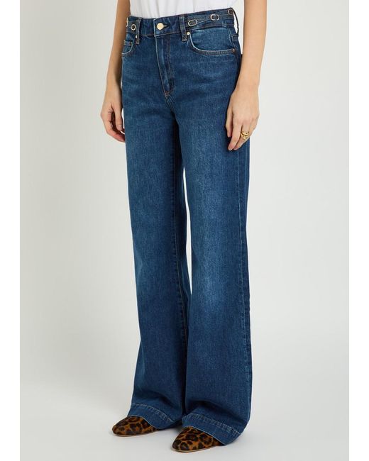 PAIGE Blue Leenah Slim Wide-Leg Jeans
