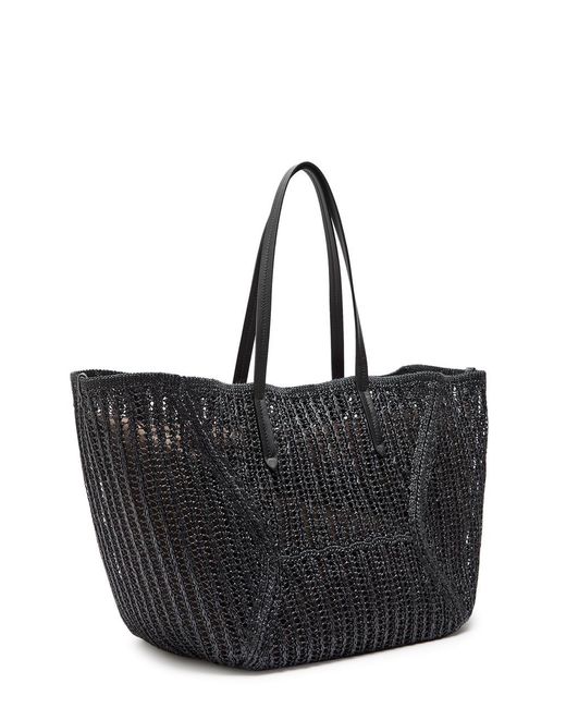 Brunello Cucinelli Black Medium Raffia Tote Bag