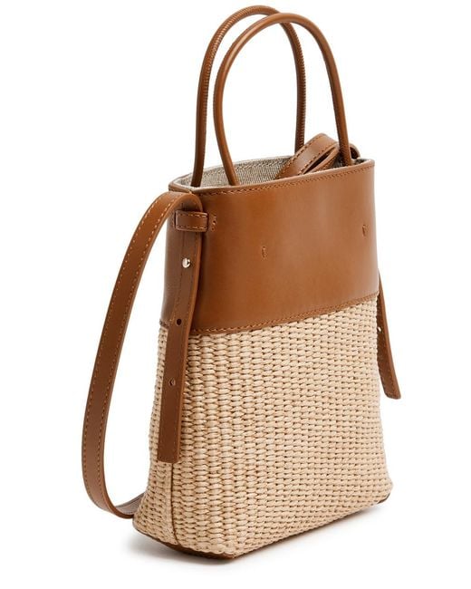 Chloé Brown Sense Micro Raffia And Leather Tote