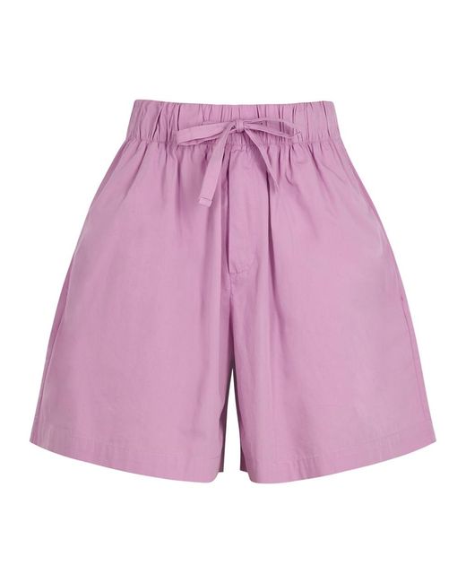 Tekla Purple Poplin Pyjama Shorts for men