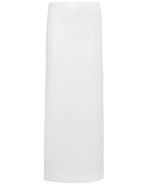 Totême White Sequin Midi Skirt